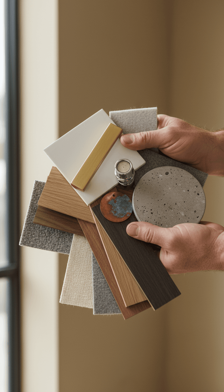 Construction material samples and finishes showcase