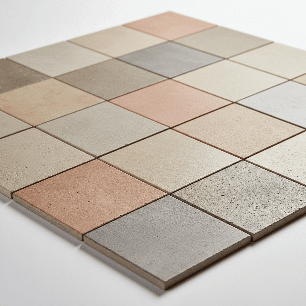 Premium ceramic floor tiles arranged in rows