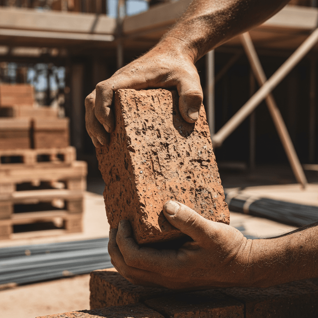 Organized construction materials on job site