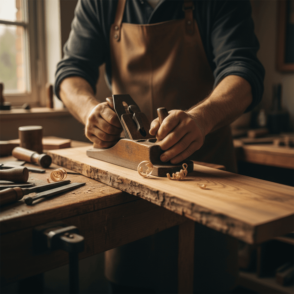 Close-up detail of premium construction fixtures and finishes being selected by professional